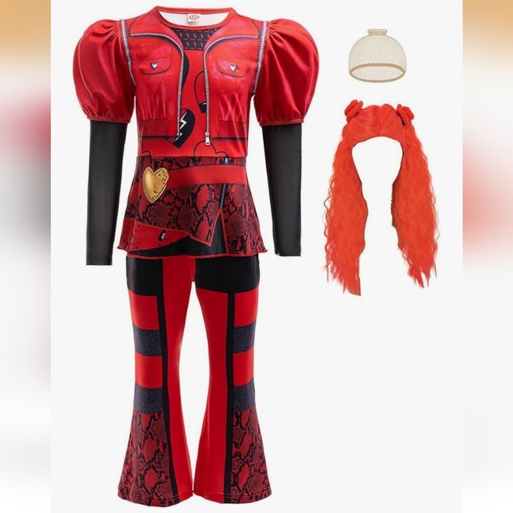 Girls Rise Red Costume with Wig‎ Kids Movie Dress Up Outfits Size 130 5/6